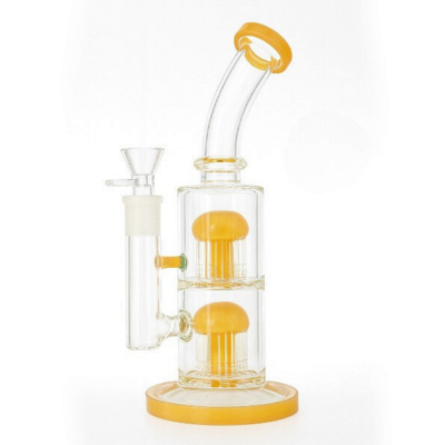 BONG DOBLE PERCOLADOR JELLYFISH SWARM AMBAR – BOROSILICATO 28CM