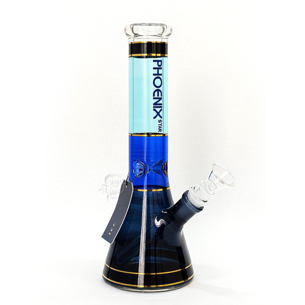 BONG BEAKER PHOENIX STAR AZUL GOLDEN LINE – BOROSILICATO 25CM